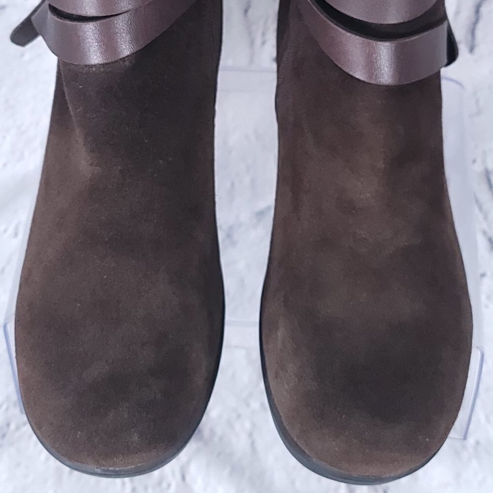 Array Brandy Womens Sz 10 Brown Suede‎ Leather Ankle Boot Booties Classy Chic - Picture 4 of 11